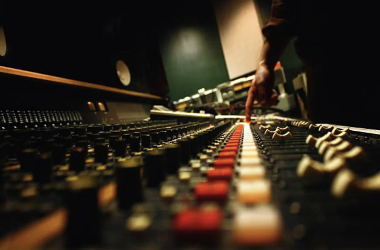 Mixing desk in a recording studio
