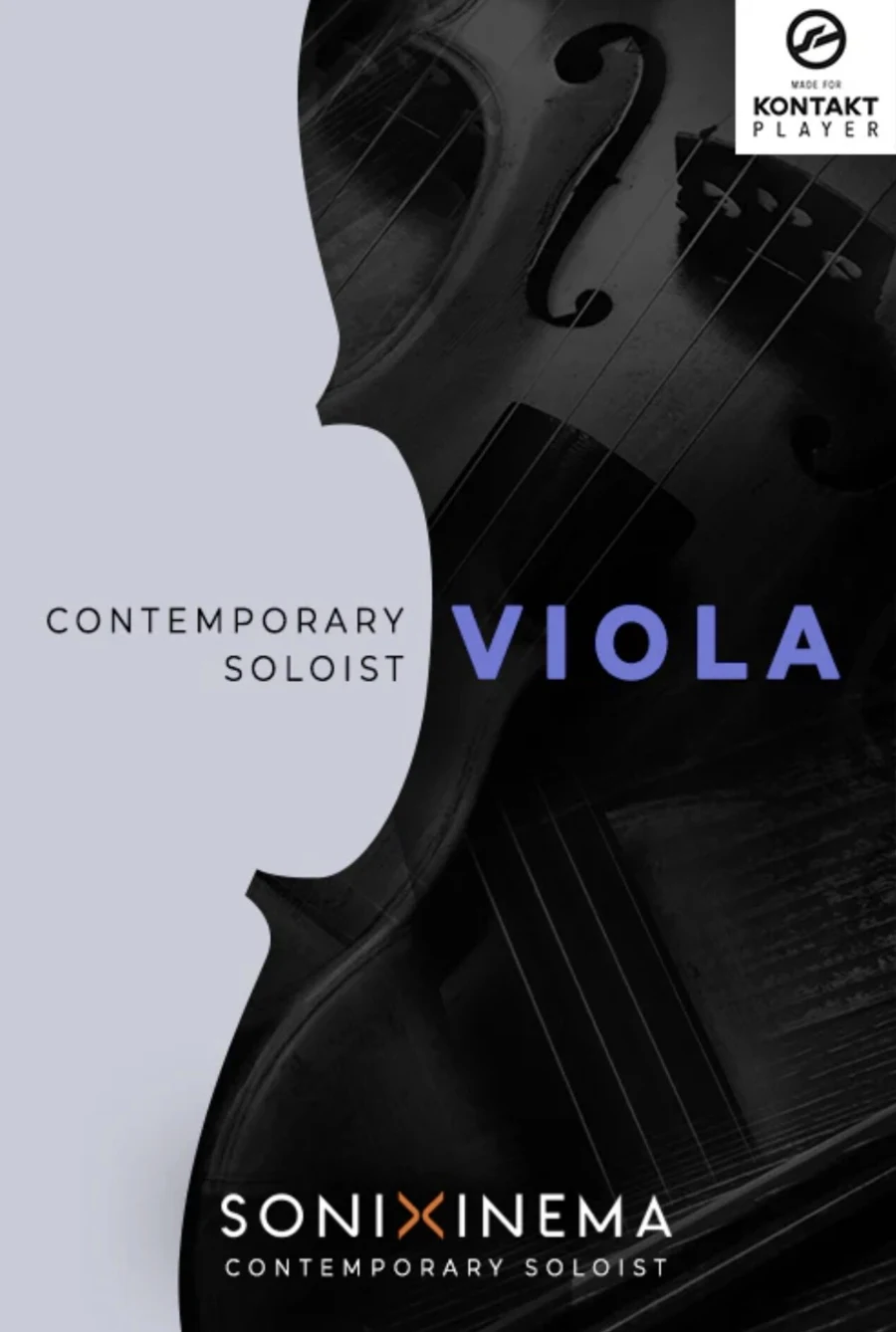 Sonixinema Contemporary Soloist: Viola product cover, showing a dark close-up of a viola against a pale background